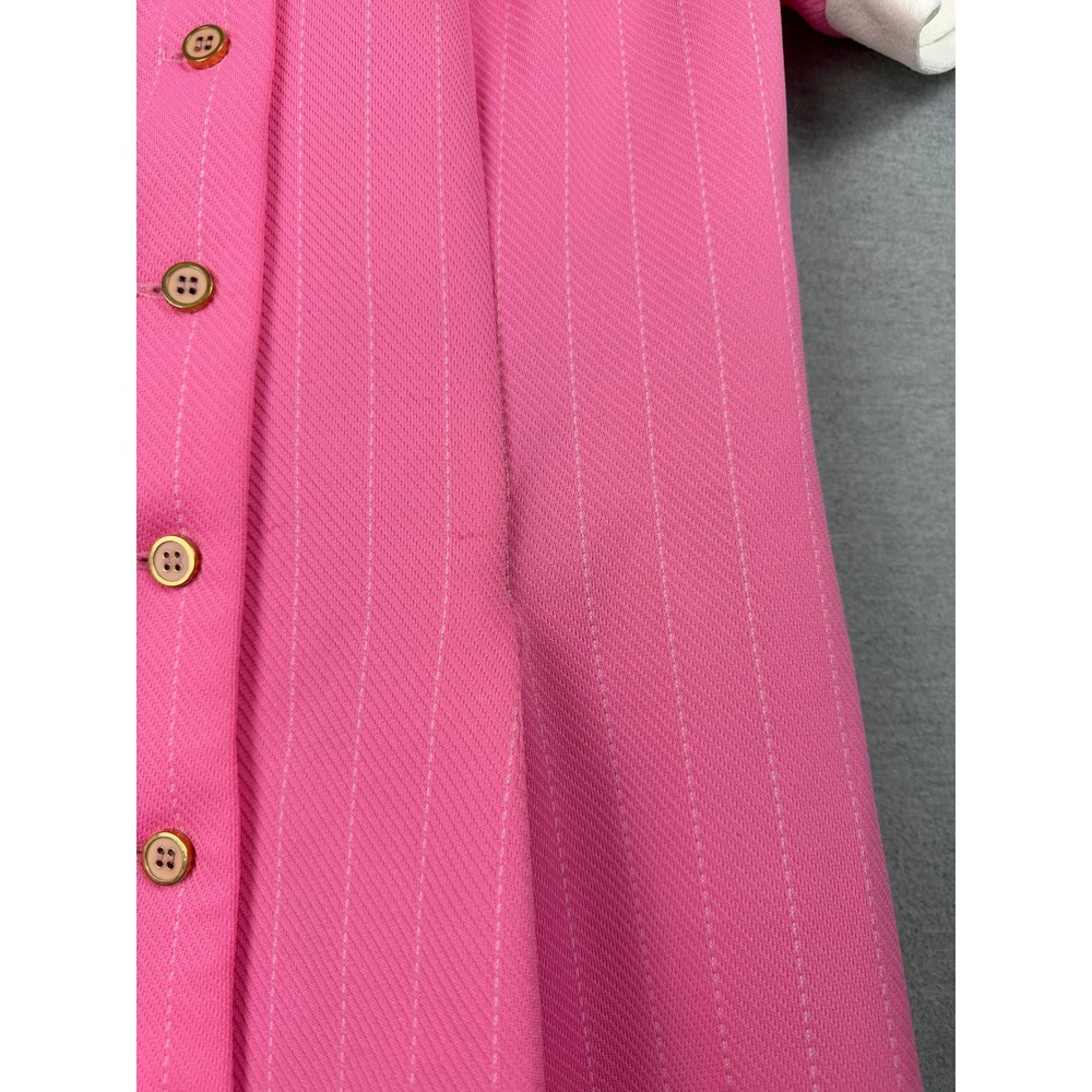 Vintage Pink Pinstripe Mod Shirt Dress White Collar Contrast Mini Retro 60s 70s - Picture 4 of 9